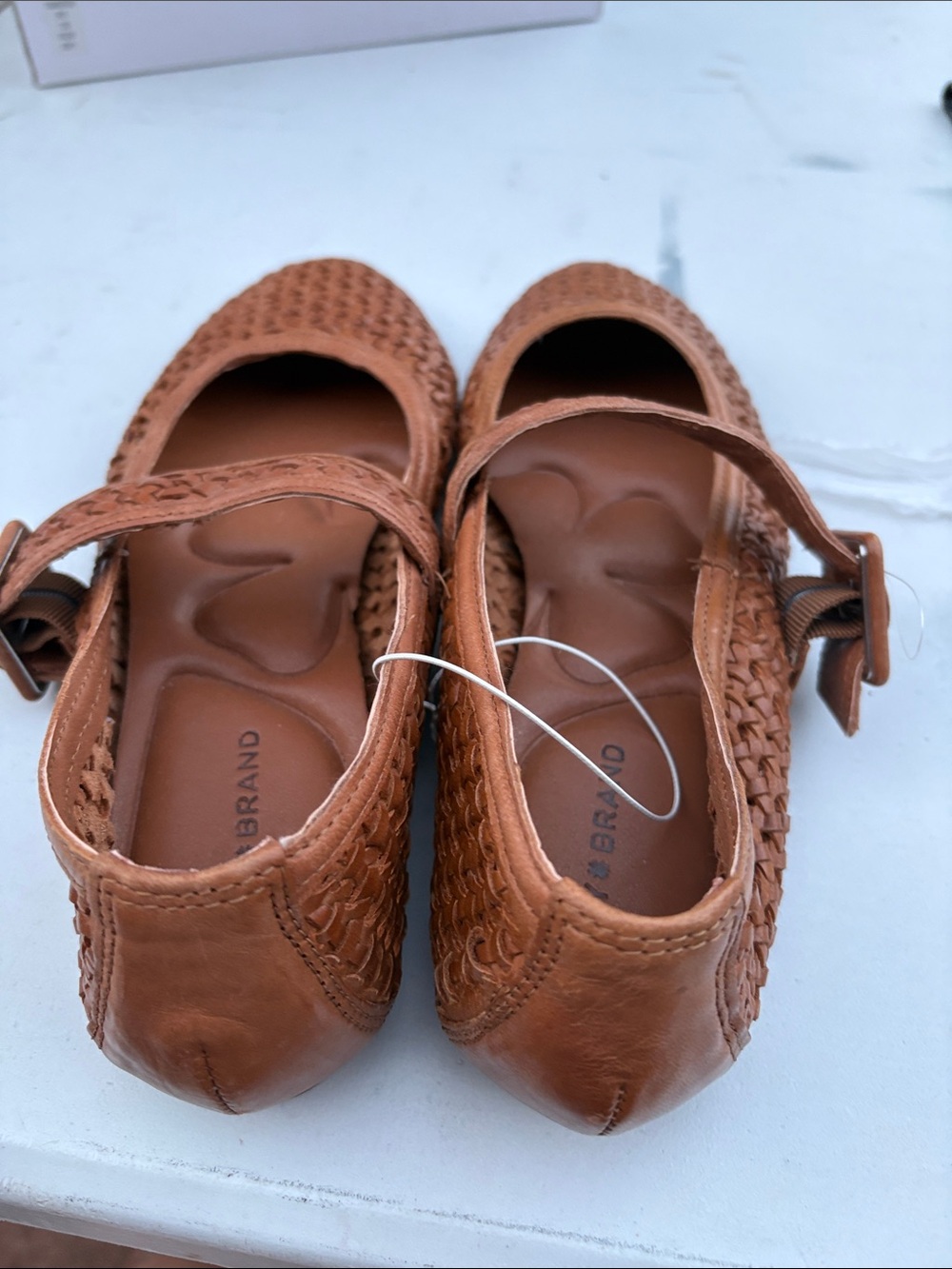 River Island Woven Mary Jane Flats in Tan Brown